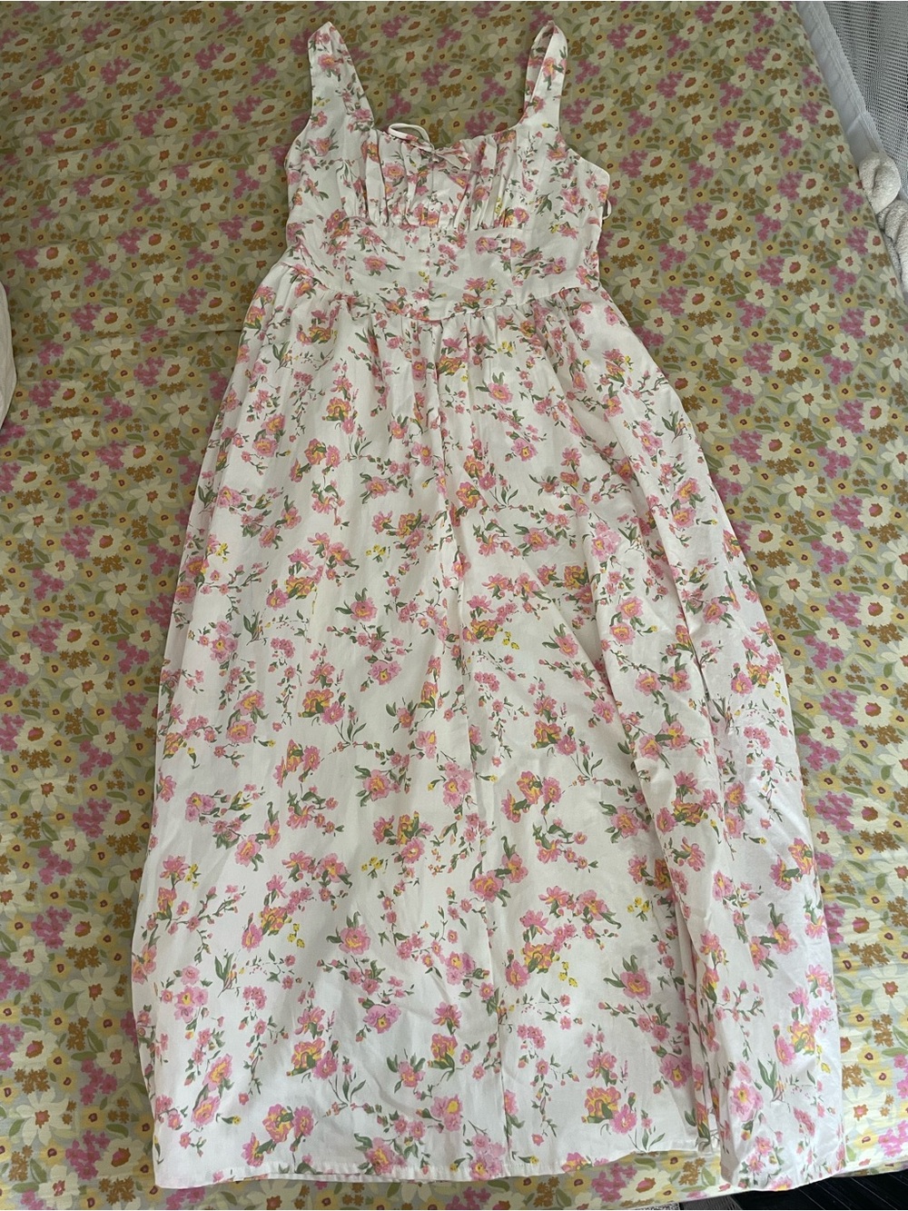 Jessica Simpson Pink and White Floral milkmaid Sundress